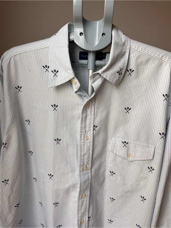 Ralph Lauren Other - Ralph Lauren Skull Oars Striped Oxford Shirt XL Tall Blue White Rowing Yachting